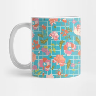 Floral Blue with Geometrics Mug